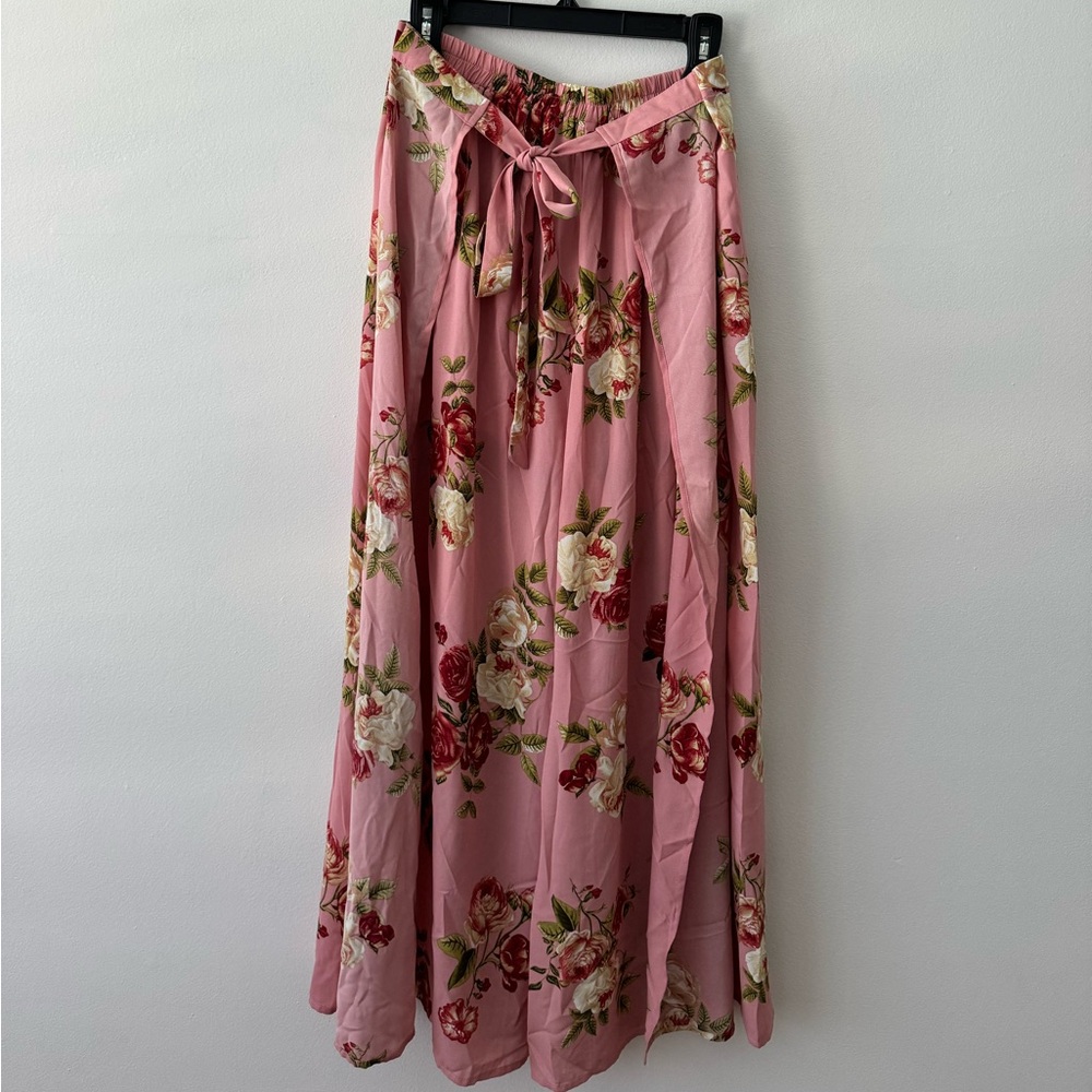 Loose floral wrap pants